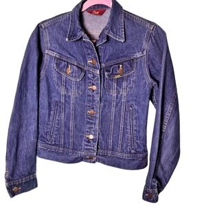 Vintage Ms Lee Denim Jacket Blue Jean Trucker Western Style Made in USA Size 7/8